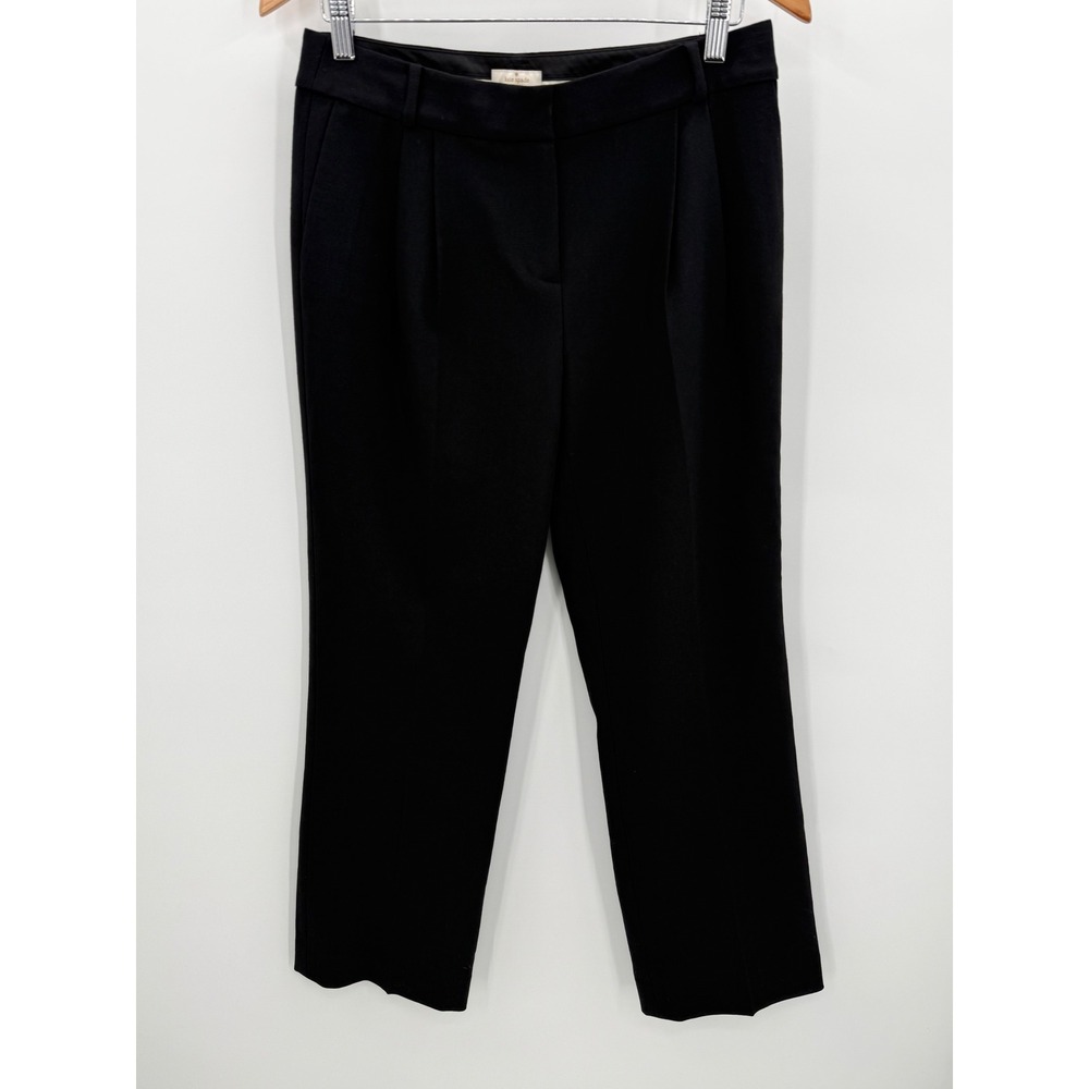 Kate Spade New York Black Wool Blend Tailored Straight Leg Trousers Pants Size 6 - Picture 2 of 8
